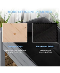 Outsunny 34" Raised Garden Bed Elevated Wooden Planter Box with Holes,