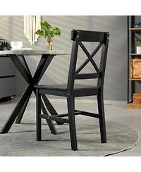 Homcom Wooden Farmhouse Dining Chairs Set of 2 with Cross Back,