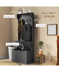 Homcom Hall Tree with Coat Rack, Storage, and Sitting Bench,
