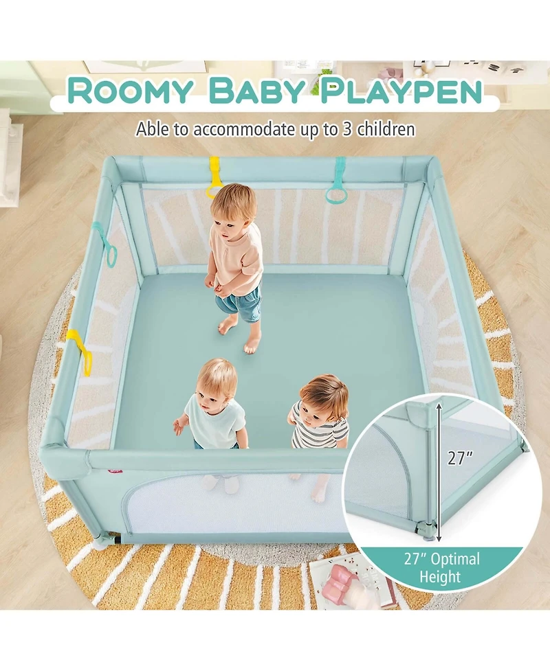 Costway Baby Playpen Infant Large Safety Play Center Yard with 50 Ocean Balls Light