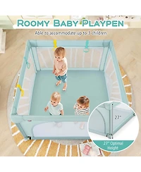 Costway Baby Playpen Infant Large Safety Play Center Yard with 50 Ocean Balls Light