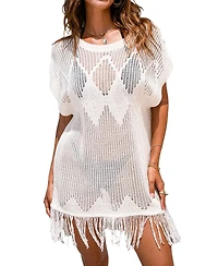 Cupshe Women's Snowy Bay Beige Cover-Up Mini Beach Dress
