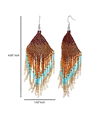 Jessica Simpson Beaded Fringe Earrings in Turquoise and Brown Ombre