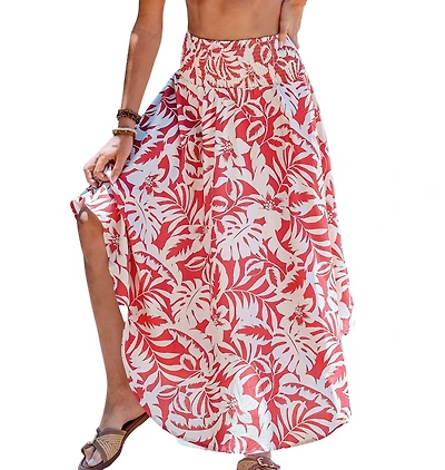 Cupshe Women's Hibiscus Blossom Tropical Maxi Skirt