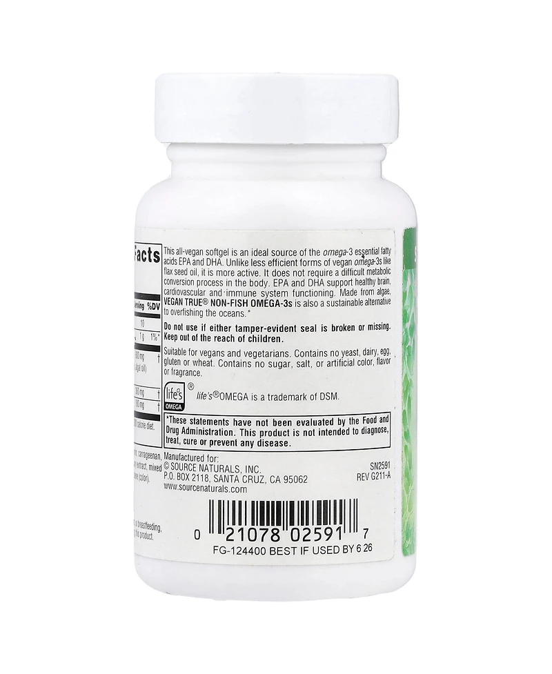 Source Naturals Nutrition True Non-Fish Omega-3s 300 mg