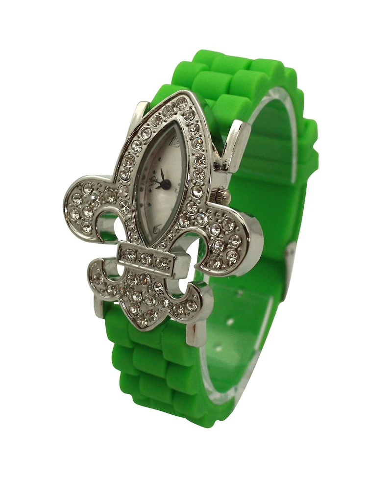 Olivia Pratt Lime Green Rhinestones Silicone Women Watch