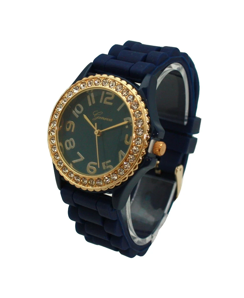 Olivia Pratt Navy Every Day Silicone and Rhinestones Colorful Women Watch