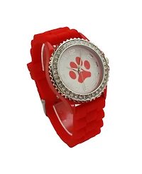 Olivia Pratt Red Every Day Silicone Paw and Rhinestones Colorful Women Watch