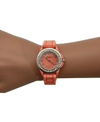 Olivia Pratt Every Day Thin Band Silicone and Rhinestones Colorful Women Watch