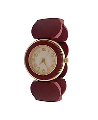 Olivia Pratt Burgundy Stretch Wooden Watch