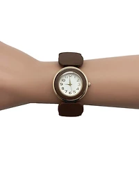 Olivia Pratt Brown Gold Stretch Wooden Watch