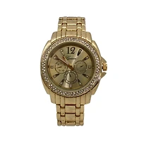 Gold Rhinestone Bezel Classic Bracelet Metal Watch