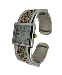 Olivia Pratt Two Tone Elegant Squared Face Cuff Women Watch, Two Tone