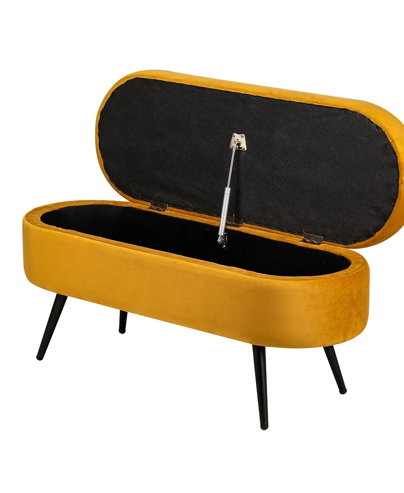 Nordlys - Mustard Yellow Velvet Storage Bench Modern Design Style Upholstery Entry