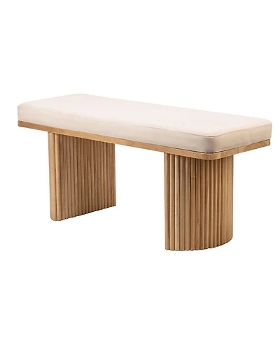 Nordlys - Solid Wood and Beige Velvet Bench Exotic Boho Entry