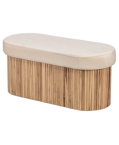 Nordlys - Beige Velvet Storage Bench Modern Design Style Upholstery Entry