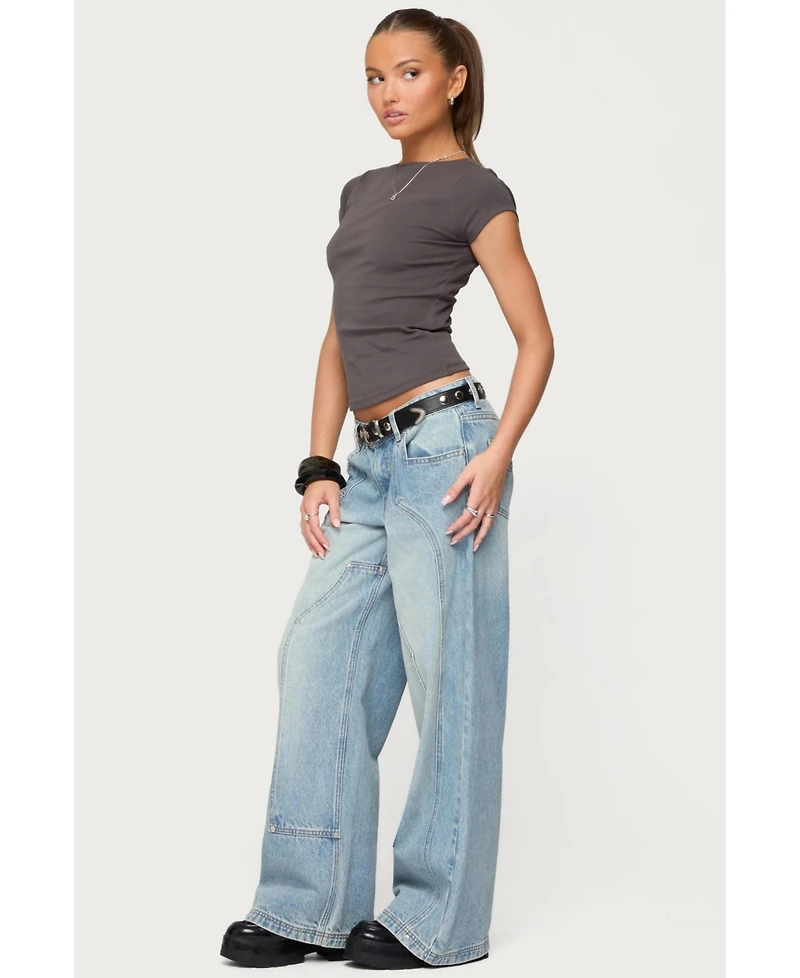 Edikted Women's Dema Western Low Rise Jeans