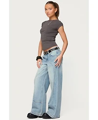 Edikted Women's Dema Western Low Rise Jeans