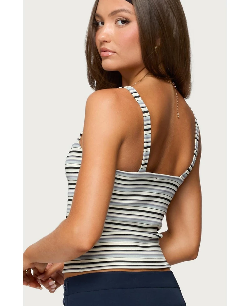 Edikted Women's Adelia Striped Ruched Tank Top
