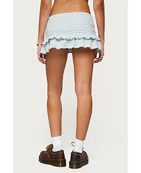 Edikted Women's Avia Ruffle Striped Mini Skort