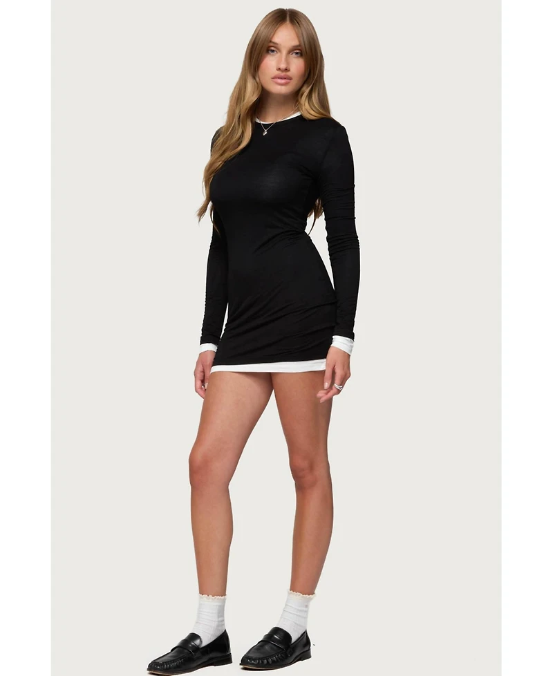 Edikted Women's Norah Contrast Layered Mini Dress