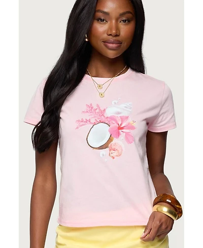 Edikted Women's Ocean S Calling Coastal T Shirt