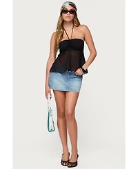 Edikted Women's Sheer Chiffon Babydoll Halter Top