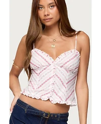 Edikted Women's Alaine Floral Striped Ruffle Tank Top