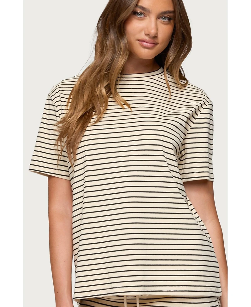 Edikted Women's Brena Striped Oversized T Shirt
