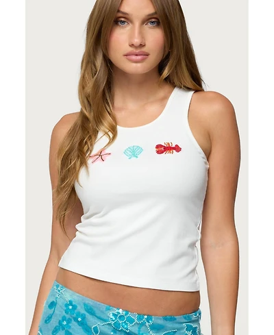 Edikted Women's Ocean Club Bead Ribbed Tank Top
