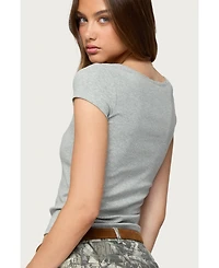 Edikted Womens Priscilla Lace Trim T Shirt