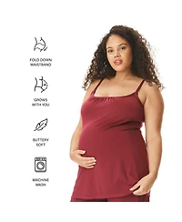 Motherhood Women's Maternity Sleeveless Swing Nursing Cami with Foldover Waistband Pant Sleep Set