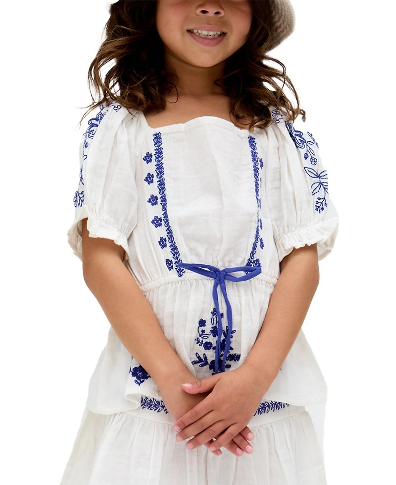 Raffya Kids Little Girls Ally Peplum Embroidered Blouse