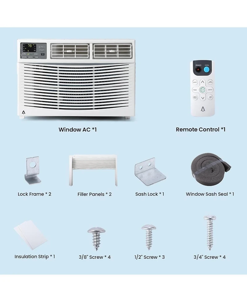 gaomon 8,000 Btu Window Ac - Dehumidify & Fan Modes, Quiet Operation, Remote Control, Easy Installation, Ideal for Home & Office, Cools 370 Sq. Ft