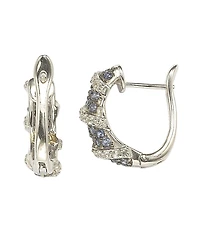 Suzy Levian Sterling Silver Sapphire & Created White Wrapped Huggie Hoop Earrings