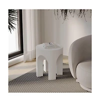 LeisureMod Crus Collection Fiberglass Outdoor Side Table in White