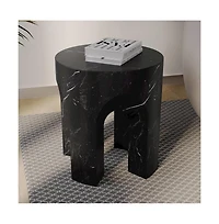 LeisureMod Crus Collection Fiberglass Outdoor Side Table Marbleized Black