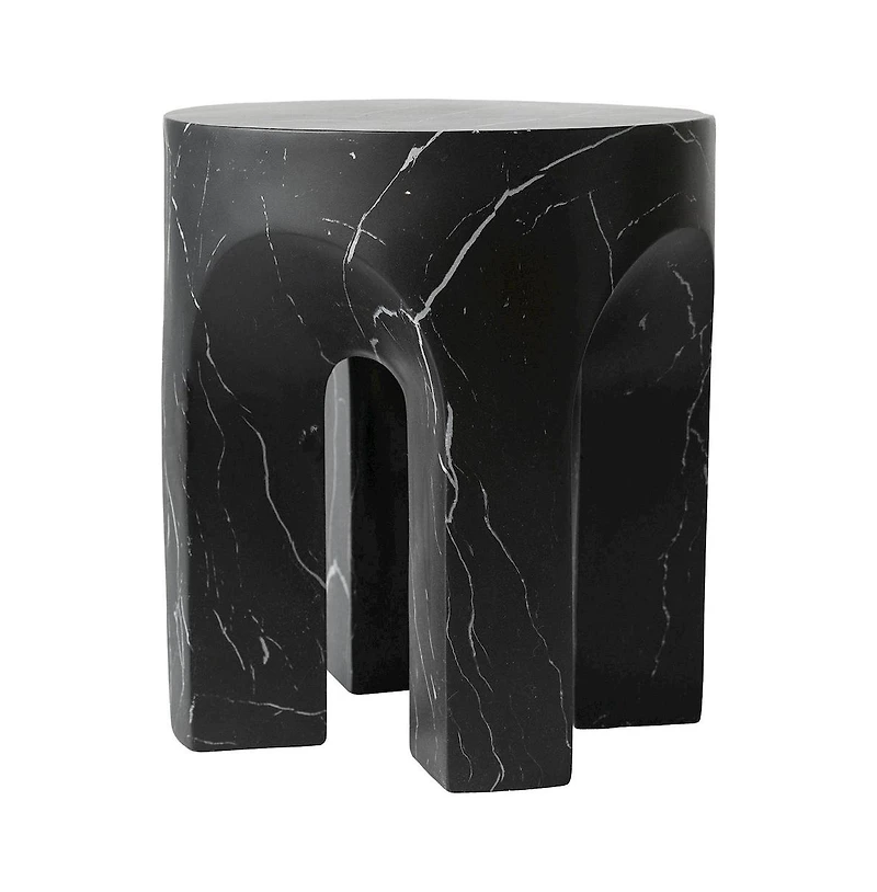 LeisureMod Crus Collection Fiberglass Outdoor Side Table Marbleized Black