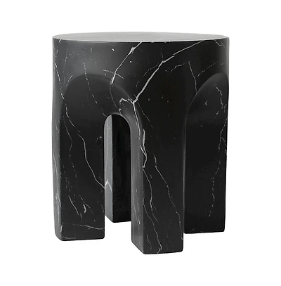 LeisureMod Crus Collection Fiberglass Outdoor Side Table Marbleized Black