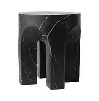 LeisureMod Crus Collection Fiberglass Outdoor Side Table Marbleized Black