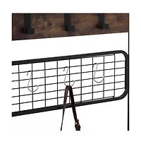 Vintage like Brown Coat Rack Hall Tree with Storage for Entryway With 10 Hooks and Storage