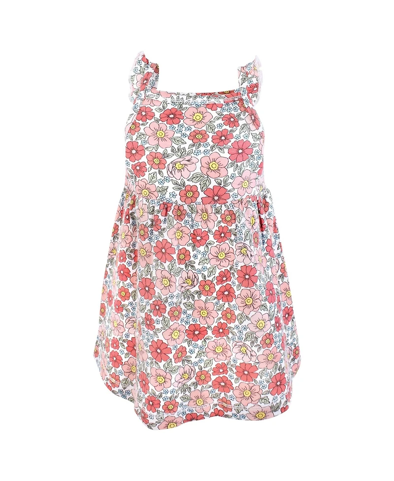 Hudson Baby Girls Cotton Dresses, Coral Pretty Floral