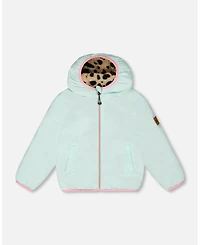Deux par Big Girls Reversible Mid-Season Sherpa Jacket Leopard