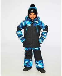 Deux par Boy Winter Mittens Teknik Teal Blue Camouflage - Toddler|Child