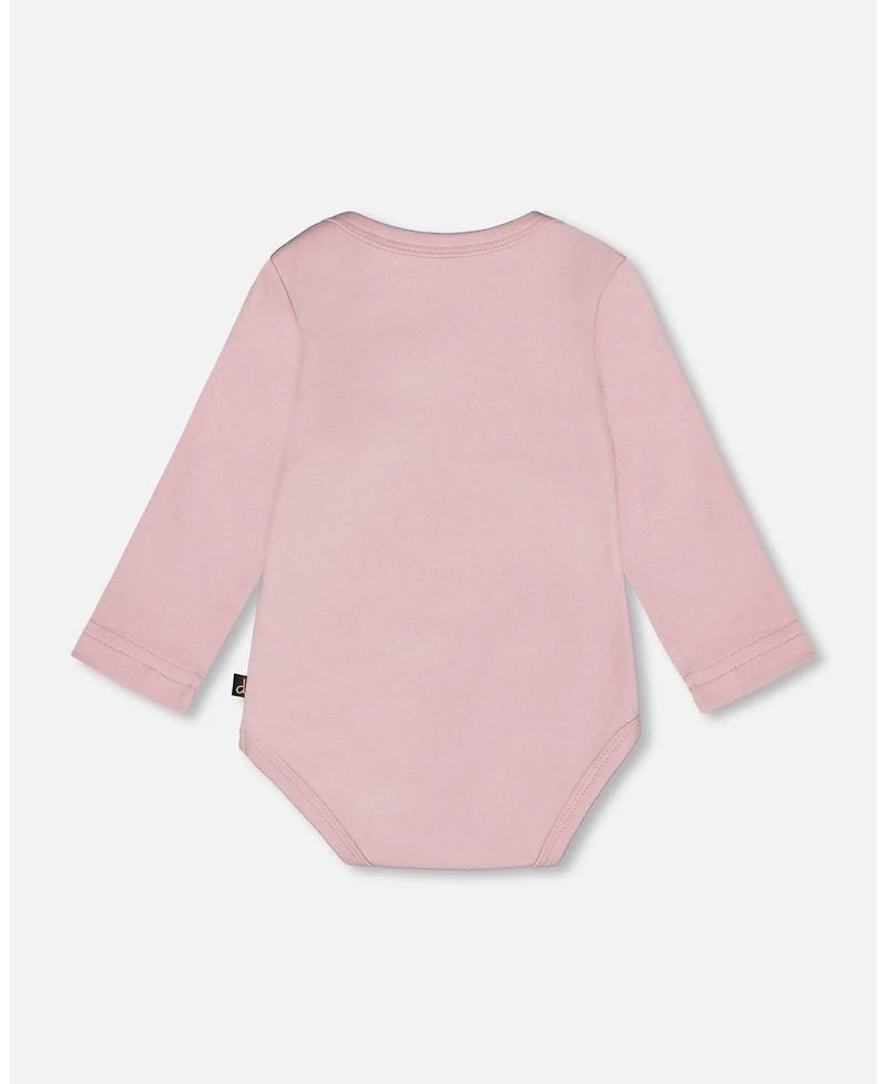 Deux par Baby Girl Cotton Long Sleeve Romper Neutral Purple
