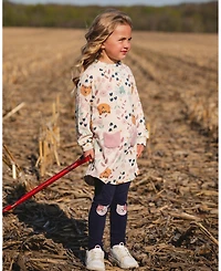 Deux par Girl Cotton Jersey Leggings Dark Blue with Cats - Toddler|Child