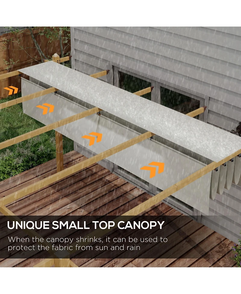 Outsunny 10'x12' Retractable Pergola with Wood Grain Aluminum Frame,