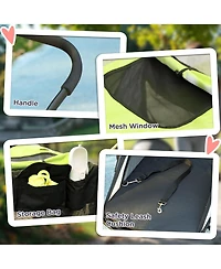PawHut 3 Wheels Dog Stroller w/ One-Hand Fold, Rubber Wheels,