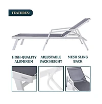 LeisureMod Aluminum Outdoor Patio Chaise Lounge Chair With Arms