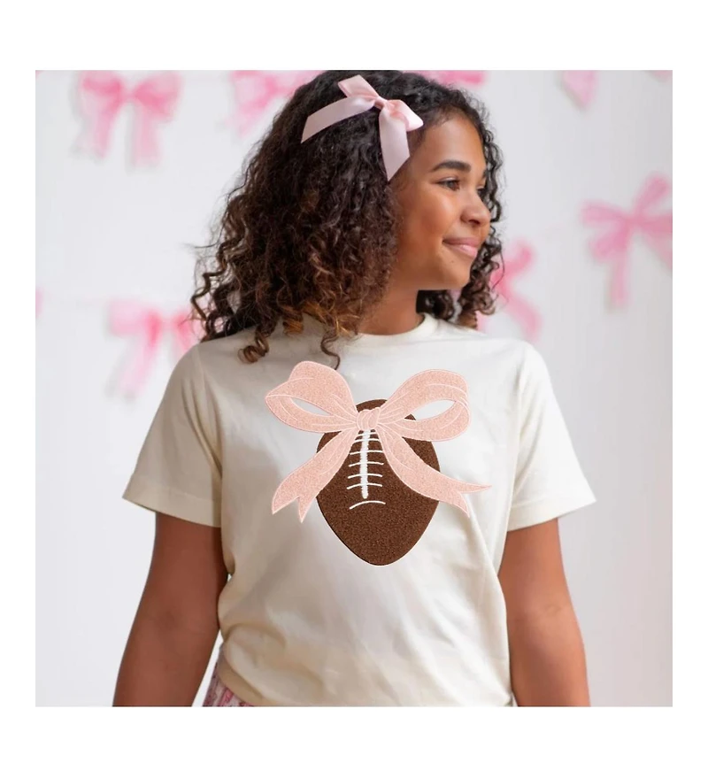 Sweet Wink Little and Big Girls Coquette Football Patch Short Sleeve T-Shirt